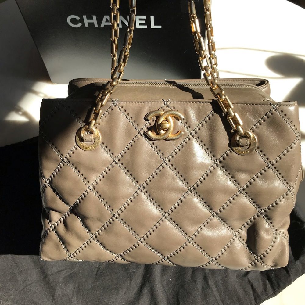 CHANEL Grey Small Zip Shopping Bag 31 CM NWT